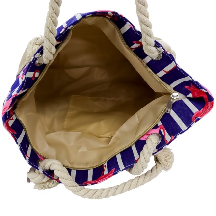 Сумка текстильна Фламінго на ручках — канатах 42,5 х 34