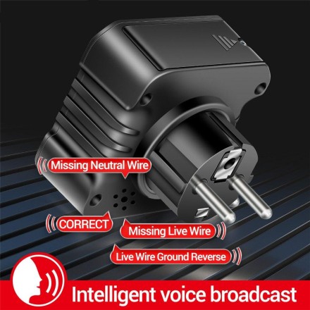 Тестер напруги AC10+ Socket Tester Voltage Line Tester LCD Display Voice ПЗО 30 мА