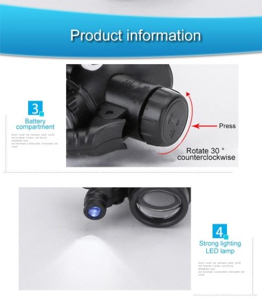 Триразова бінокулярна головна лупа, мікроскоп з LED-підсвіткою "Eagle Magnifier" 8-23Х