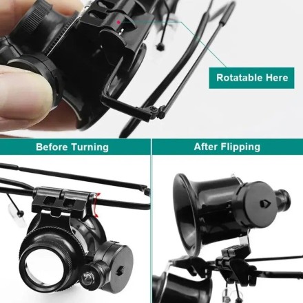 Триразова бінокулярна головна лупа, мікроскоп з LED-підсвіткою "Eagle Magnifier" 8-23Х