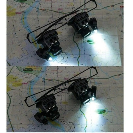 Триразова бінокулярна головна лупа, мікроскоп з LED-підсвіткою "Eagle Magnifier" 8-23Х