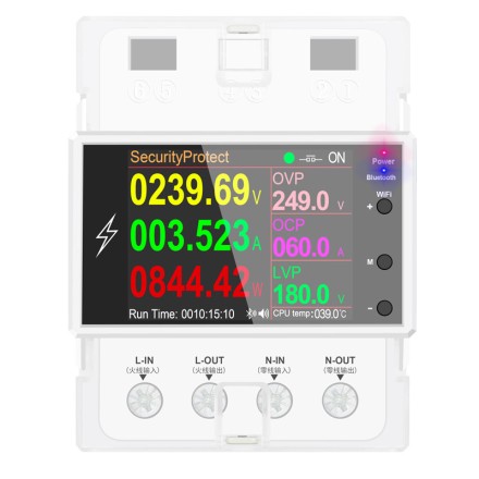 Електро лічильник на DIN рейку з LED-екраном "ВСЕ В ОДНОМУ" AT4PW 100A Tuya WIFI Bluetooth