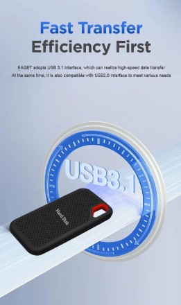 Зовнішній накопичувач SSD USB Type-C Extreme High-speed portable 2Tb USB3.1 External Hard Drive Expedition