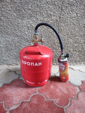 Перехідник для заправлення газових цангових балонів 220 г, адаптер АЗС пропан, жовта ручка