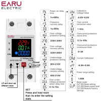 Автоматичне реле напруги EARU Electric, 2P, 63A, EAPDX-63VAE-RGB на DIN-рейку 400V, 3 в 1