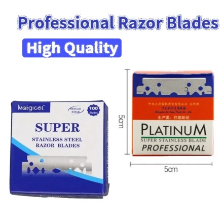 Односторонні леза для бритв, перукарські леза "Super Platinum Professional", 100 штук BOX