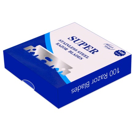 Односторонні леза для бритв, перукарські леза "Super Platinum Professional", 100 штук BOX