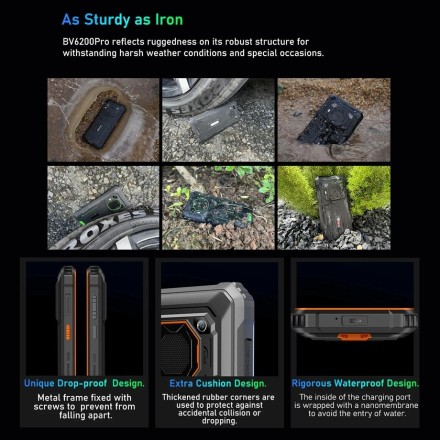 Смартфон мобільний телефон Blackview BV 6200 PRO 8/128 GB NFS IP68  бронований Navy Green