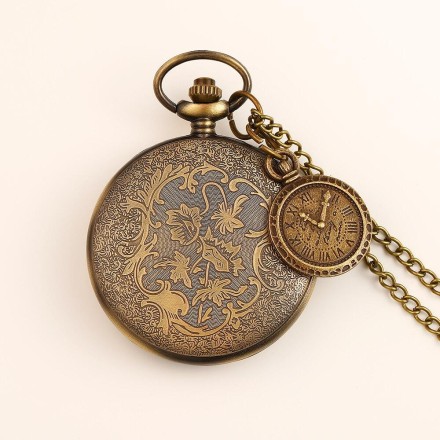 Годинник кишеньковий вінтаж "Vintage Skeleton" у стилі стимпанк із ланцюжком.