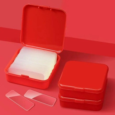 Двостороння багаторазова стрічка з прозорим наноклеєм, водостійка, бокс 60 шт., 120 шт.