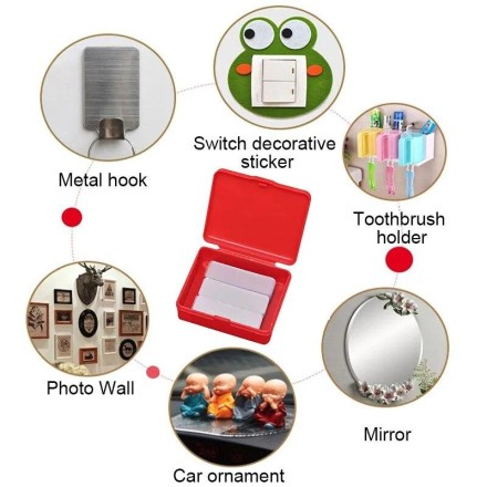 Двостороння багаторазова стрічка з прозорим наноклеєм, водостійка, бокс 60 шт., 120 шт.