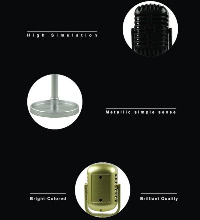 Класичний ретро динамічний вокальний мікрофон, вінтажний стиль. Ретро золото