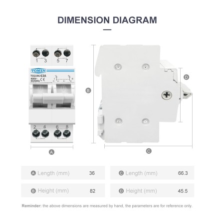 Перемикач навантаження перекидної рубільник TOMZN MTS 63 2Р дім і генератор