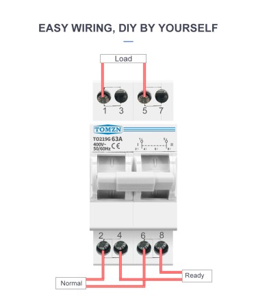 Перемикач навантаження перекидної рубільник TOMZN MTS 63 2Р дім і генератор