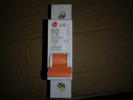 Автоматичний вимикач LG 1P 6.0KA BKN C 16A на DIN-рейку. Корея. Оригінал