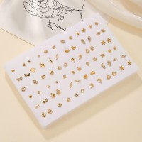 Ювелірний набір біжутерії "Модні сережки-цвяшки" золото/срібло, 36 пар/МЕГАлот