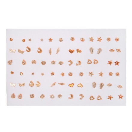 Ювелірний набір біжутерії "Модні сережки-цвяшки" золото/срібло, 36 пар/МЕГАлот