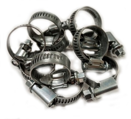 Набір металевих хомутів, черв'ячних "BELT" 10 штук на блістері. Білий цинк