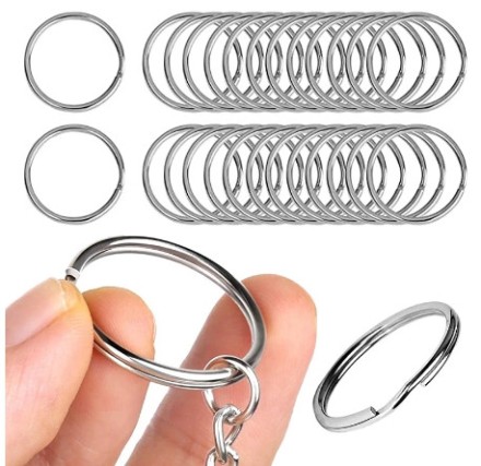 Кільце металеве посріблене для ключів і брелоків 25 мм. Паковання 20 шт.