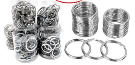 Кільце металеве посріблене для ключів і брелоків 25 мм. Паковання 20 шт.