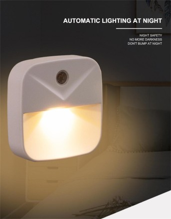 Нічник LED мережевий із датчиком освітлення Luno. Автоматичний сенсор.