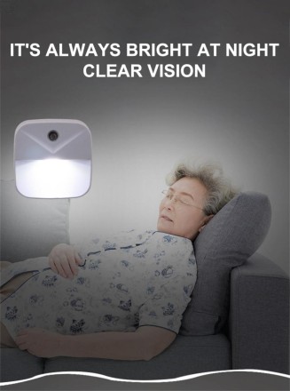 Нічник LED мережевий із датчиком освітлення Luno. Автоматичний сенсор.