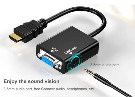 Адаптер HDMI-VGA з аудіо HDTV Male — VGA Female Converter  HDMI-VGA Output 1080P HDTV Аудіо TV AV HDTV Video