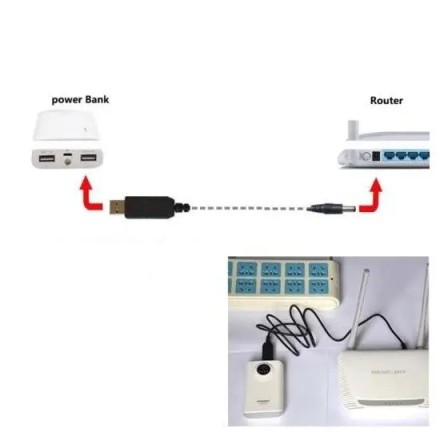 Перехідник кабель USB to DC 5.5х2.1 5V-9V — 12 V для роутера, модему, маршрутизатора, комутатора тощо.