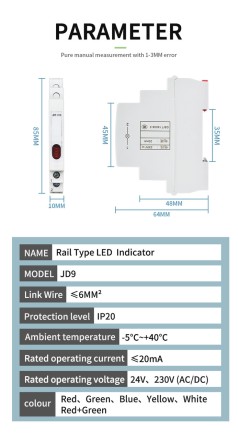 Індикатор фаз на DIN-рейку 230 В змінного/постійного струму. Світловий індикатор на DIN-рейку JD9 50/60
