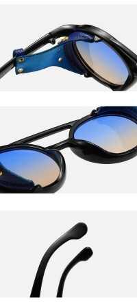 Вінтажні стимпанки сонцезахисні окуляри Ретро Панк авіатор СМАЧКИ Шкіра Заклепки