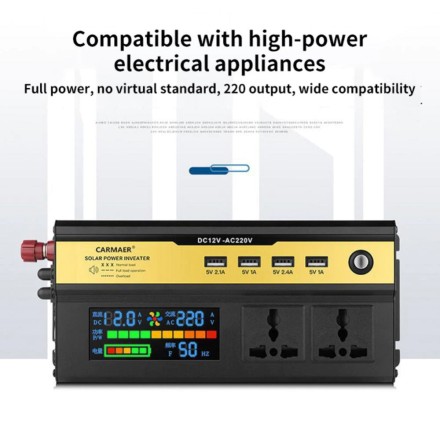 Інвертор хвильовий чистий синус DC12V в AC220V правильна синусоїда 10000 W 1150Wt LED