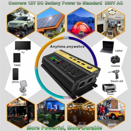 Інвертор хвильовий чистий синус DC12V в AC220V правильна синусоїда 10000 W 1150Wt LED