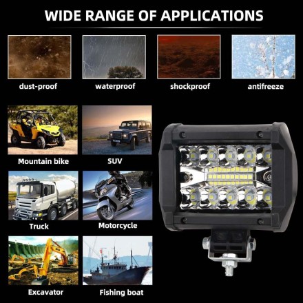 LED світлодіодні протитуманні фари ДХО, протитуманки для авто 60 W 20 SMD 3030 YELLOW