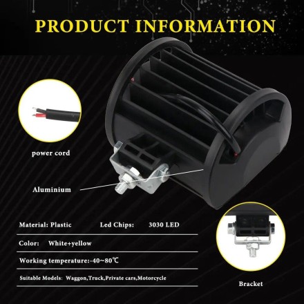 LED світлодіодні протитуманні фари ДХО, протитуманки для авто 60 W 20 SMD 3030 YELLOW