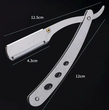 Небезпечна бритва, клинкова бритва з відкритим лезом, пряма бритва, побоювання, шаветка Barber Steel Silver