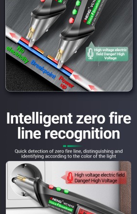 Тестер напруги. Безконтактний індукційний пошук проведення ANENG VC1019. ІЧ-датчик, голосовий супровід