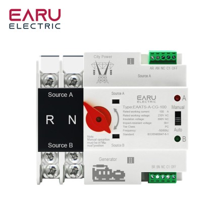 Перемикач навантаження 100A 2Р EARU Electric TOMZN АВР Рубільник реверсивний