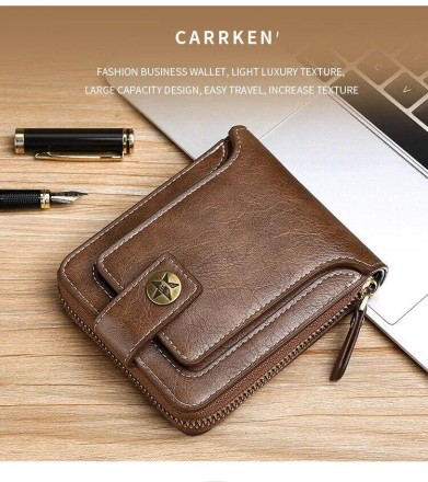 Вінтажний гаманець "Retro Style Wallet". PU Wallet. Zipper Buckle. Якість.