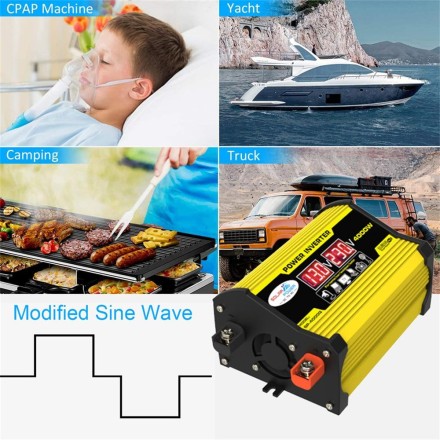 Інвертор хвильовий чистий синус DC12V в AC220V правильна синусоїдf 4000W 300Wt LED