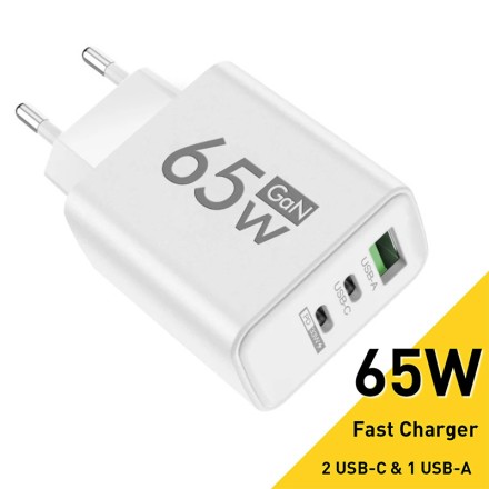 Швидкий зарядний пристрій мережевий 65 W 3 в 1
