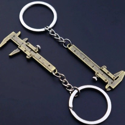 Брелок "Штангенциркуль" "Rhodium Tools" для моделювання з кільцем із неіржавкої сталі. Родієве покриття