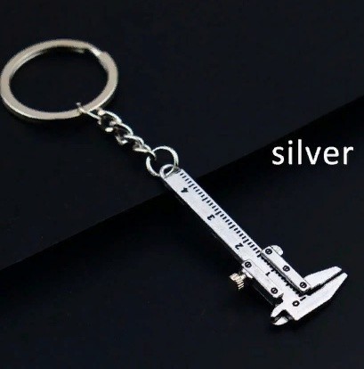 Брелок "Штангенциркуль" "Rhodium Tools" для моделювання з кільцем із неіржавкої сталі. Родієве покриття