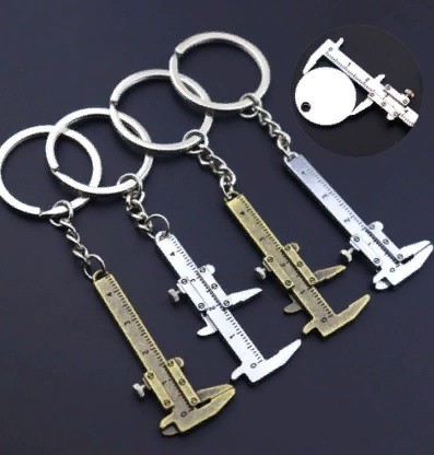 Брелок "Штангенциркуль" "Rhodium Tools" для моделювання з кільцем із неіржавкої сталі. Родієве покриття