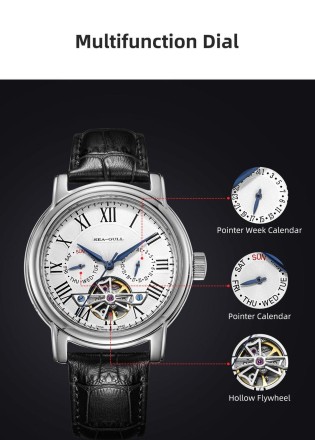 Чоловічий наручний годинник Seagull ST25 Movement автоматичні механічні з порожнистим маховиком 819.622 класу LU