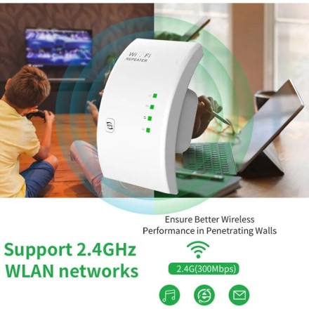 WR01 Бездротовий повторювач, репітер, підсилювач Wi-Fi  802.11N. Wi-Fi Repetidor 300 Мбіт/с
