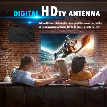 Телевізійна антена активна цифрова з підсилювачем 4К Ultra HD DVB DTV 2 T2 3600 Miles + + USB підсилювач в