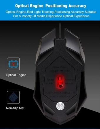 Маніпулятор ігрової миша USB, з підсвіткою A4Techer Optical 3D Mouse з вибором швидкості