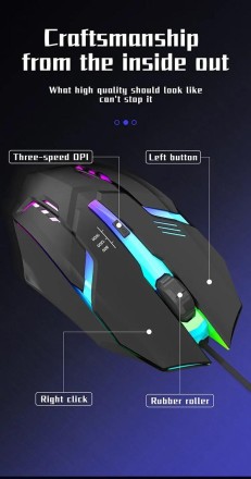 Маніпулятор ігрової миша USB, з підсвіткою A4Techer Optical 3D Mouse з вибором швидкості
