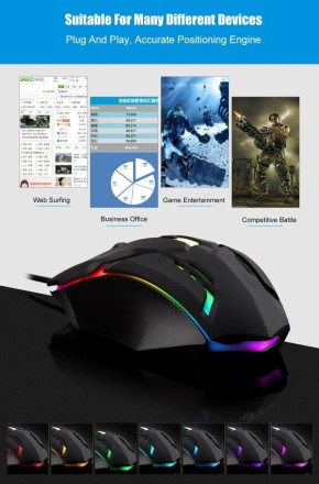 Маніпулятор ігрової миша USB, з підсвіткою A4Techer Optical 3D Mouse з вибором швидкості