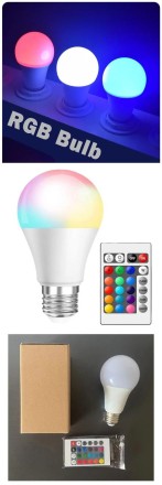 LED Світлодіодна лампа E27 RGB Neon 220 V + пульт ДК. Неонове світло.